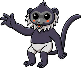 可爱卡通猴子打招呼