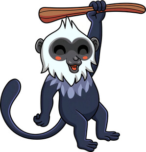 手持木棍的可爱小猴