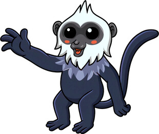 可爱白须小猴挥手示意