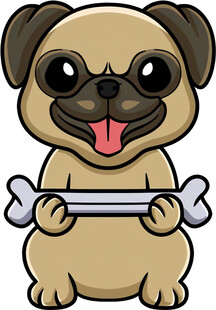 可爱哈巴狗抱骨头