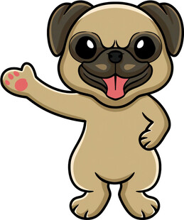 可爱哈巴狗挥手示意