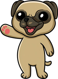 可爱哈巴狗挥手示意