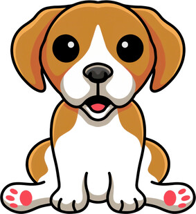 可爱坐姿小狗卡通形象