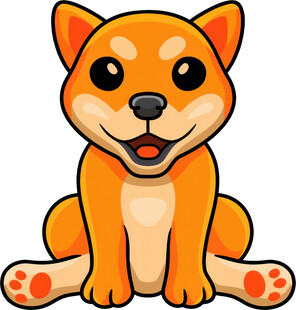 可爱坐姿柴犬卡通形象