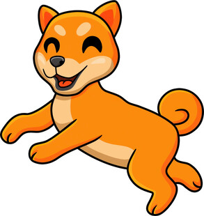 欢快跳跃的卡通小狗