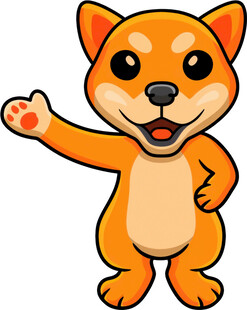 可爱招手小狗卡通形象