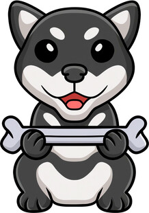 可爱小狗抱骨头