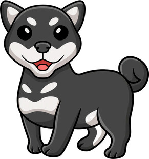 可爱黑柴犬卡通形象