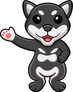 可爱卡通小狗挥手示意