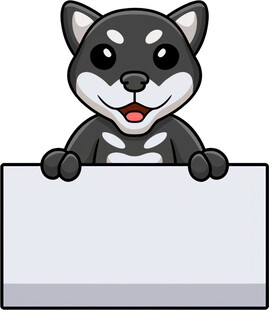 可爱小狗举空白标牌