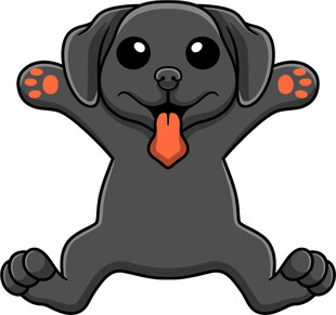 可爱黑小狗开心做瑜伽