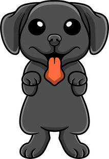 可爱黑小狗吐舌站立