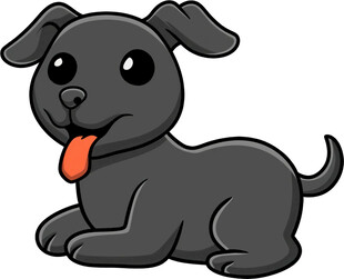 趴着的黑色卡通小狗