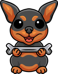 可爱小狗叼着骨头