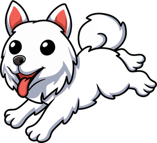 奔跑的可爱卡通小白狗