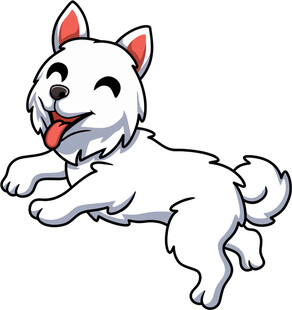 跳跃的快乐小白狗