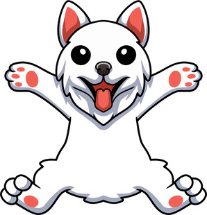 可爱白狗开心伸爪卖萌