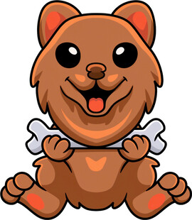 可爱小狗抱骨头卡通形象