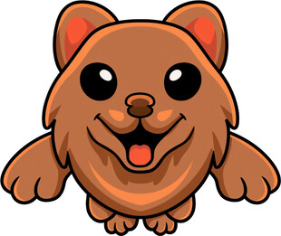 可爱棕色飞耳小狗形象