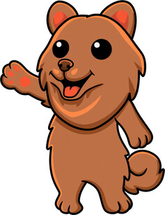 可爱招手小狗卡通形象