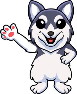 可爱哈士奇挥手打招呼