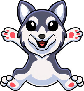 可爱卡通哈士奇张开爪子