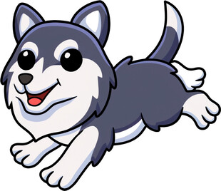 奔跑的卡通哈士奇小狗