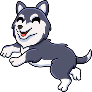 欢快跳跃的哈士奇