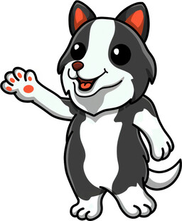 可爱小狗挥手打招呼