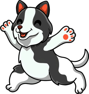 欢快跳跃的卡通小狗