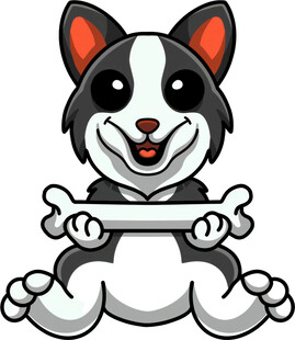 可爱小狗抱骨头