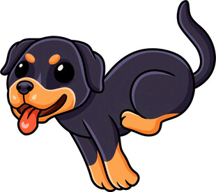 跳跃的可爱罗威纳犬