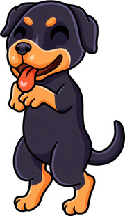 可爱罗威纳犬俏皮站立