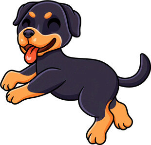 欢快奔跑的罗威纳犬