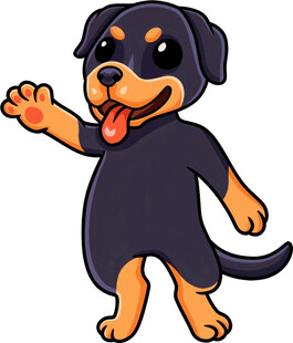 可爱罗威纳犬挥手示意