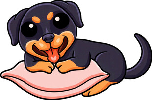 趴着的可爱罗威纳犬