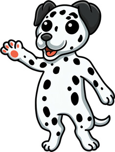 可爱斑点狗挥手打招呼