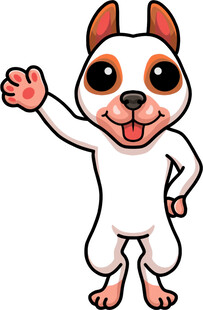 挥手的卡通小狗