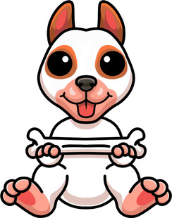 可爱小狗抱骨头卡通形象