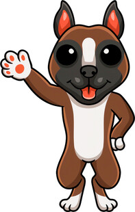 挥手的卡通小狗