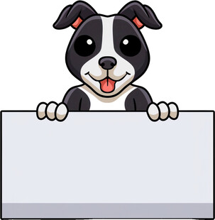 可爱小狗举空白广告牌