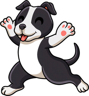 欢快跳跃的黑白小狗