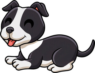 趴着的可爱黑白小狗