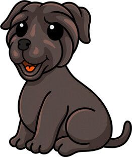 可爱小黑狗卡通形象