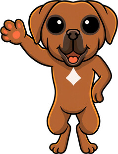 可爱小狗挥手打招呼