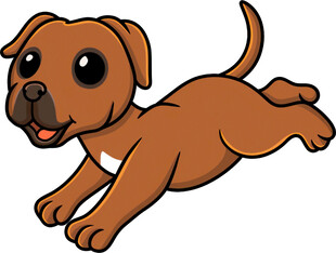 奔跑的棕色卡通小狗