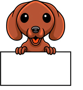 腊肠犬举空白标牌