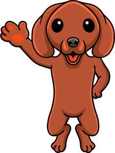 挥手的可爱腊肠犬