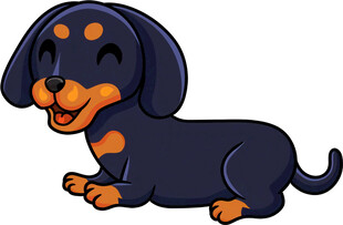 可爱黑棕斑点腊肠犬