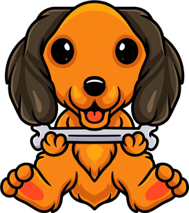 可爱小狗叼着骨头